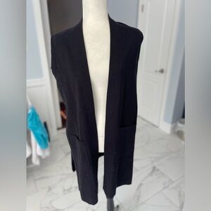 Ann Taylor Factory black long cardigan vest. Size medium.